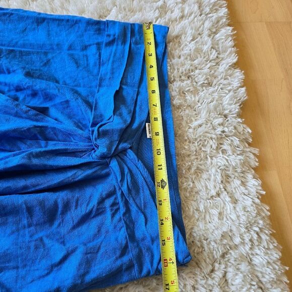 Jason Wu Eyelet Lace Embroidered Hem Boho Linen Blend Blue Midi Skirt Size 10 - Picture 3 of 9